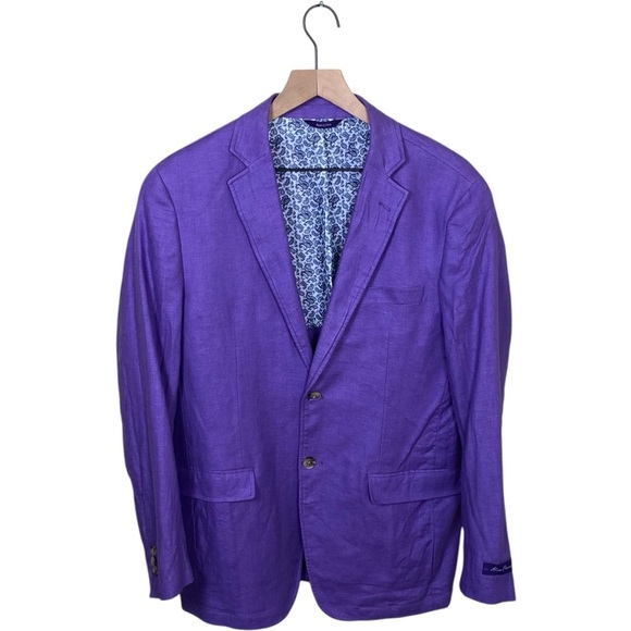 Alan Flusser Men's Purple Linen Blend Blazer, M - Picture 1 of 13